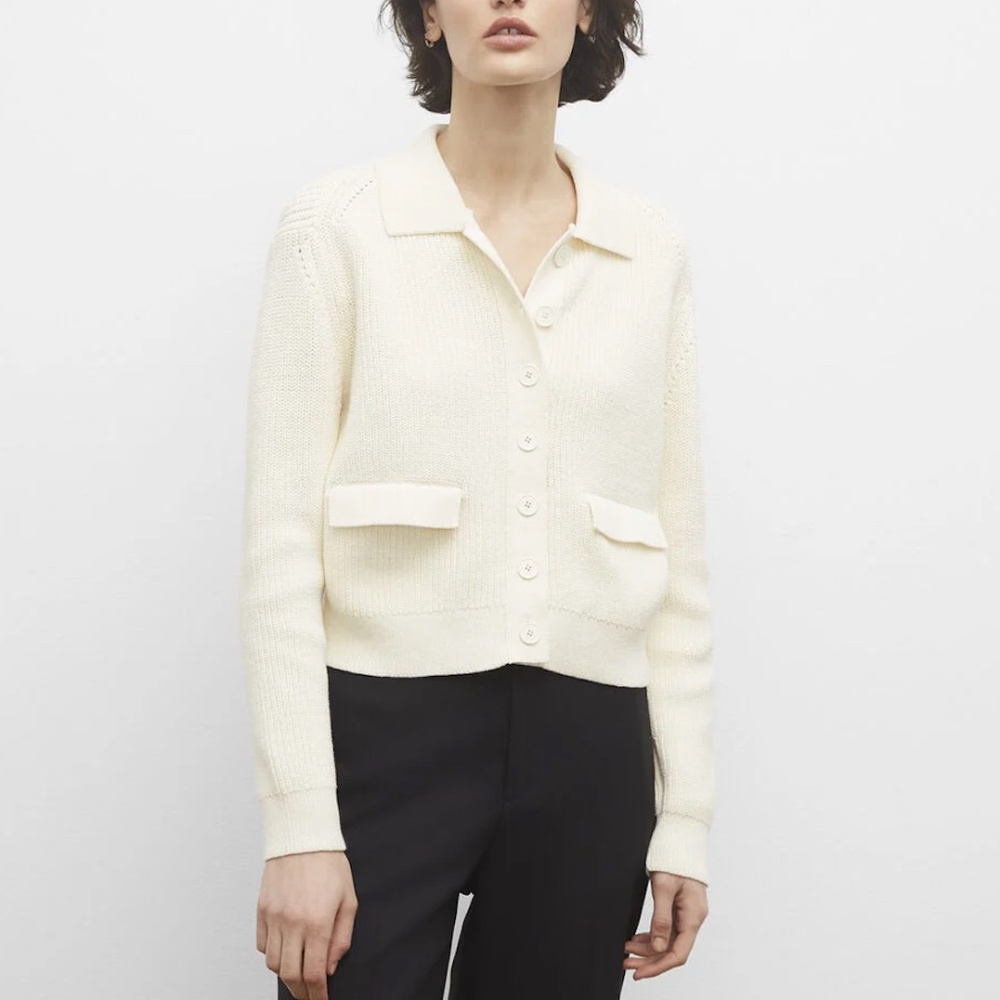 Collared Bomber Cardigan - Brand New - NEVER WORN - Blanc De Blanc